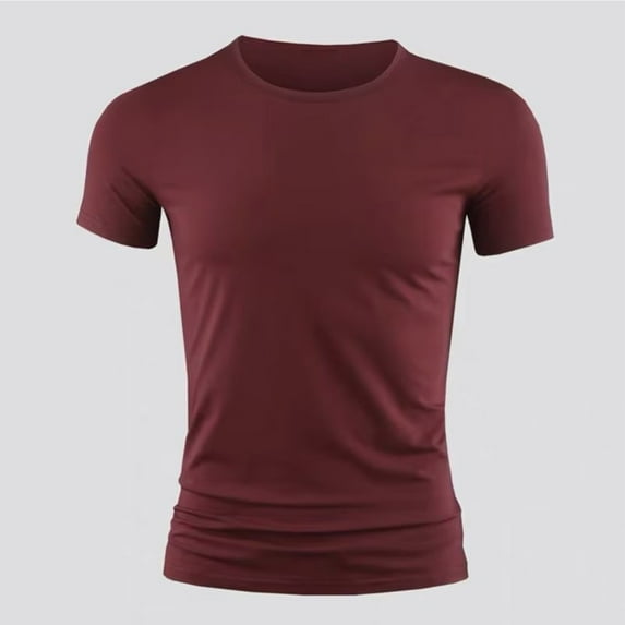 Mens Short Sleeve T Shirt Summer Plain Casual Gym Muscle Crew Neck Slim Fit Tops