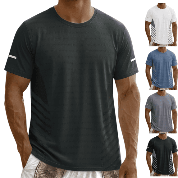 Mens Short Sleeve T-Shirts Breathable Lightweight Crew Neck Classic Basic T Shirts Summer Comfy Regular Fit Gym Workout T-Shirts Gray S