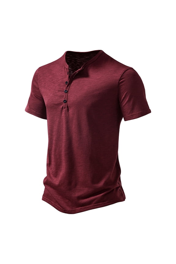 Mens Short Sleeve T Shirts Button Crewneck Going-Out Tees Tops Casual Solid Color Pullover Slim Breathable Basic Loungewear Workout Tshirts Shirt