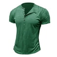 thumbnail image 1 of Mens Short Sleeve T Shirts Casual Button Crewneck Tees Tops Pullover Slim Solid Color Basic Comfortable Going-Out Loungewear Workout Tshirts Shirt, 1 of 4