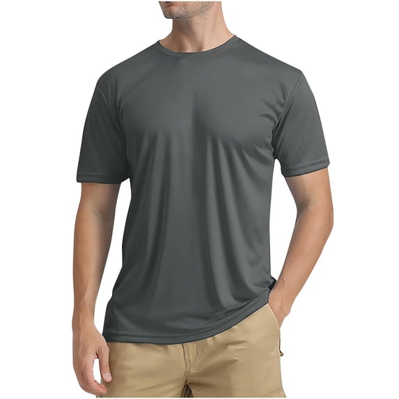 Mens Short Sleeve T-Shirts Casual Crew Neck Shirts Summer Soft Running Jogger Cycling Fishing Quick Drying Tops