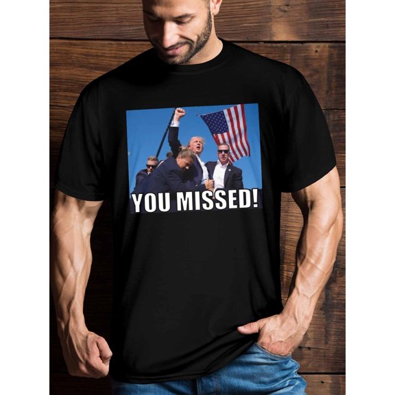 Mens Short Sleeve T-shirt with You Missed - Lightweight, Comfortable, Unique Crew Neck Design for Summer Street Style for Dad Husband