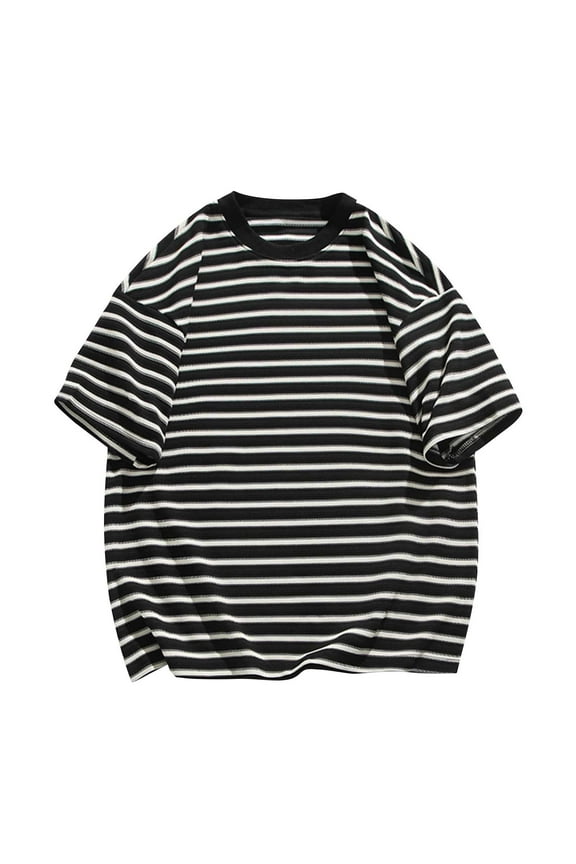 Mens Short Sleeve Tee Shirts Tshirt Men Mens Striped Crew Neck Shirts Summer Plus Size Short Sleeve Work Graduation Tops Lightweight Stretch Soft Performance Tees