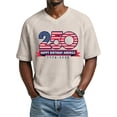 thumbnail image 1 of Mens Short Sleeve V Neck Waffle Knit Top 250 Happy Birthday America 1776 2026 Casual Graphic Tee Shirt Beige M, 1 of 3