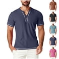 thumbnail image 1 of Mens Short Sleeve Waffle Henley Shirts Faux Button Muscle Fit Athletic Workout T-Shirts Casual Basic Tops for Summer Father's Day Gift for Vacation, 1 of 8