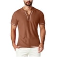 thumbnail image 1 of Mens Short Sleeve Waffle Henley Shirts Faux Button Muscle Fit Athletic Workout T-Shirts Casual Basic Tops for Summer Father's Day Gift for Vacation, 1 of 7