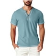 thumbnail image 1 of Mens Short Sleeve Waffle Henley Shirts Faux Button Muscle Fit Athletic Workout T-Shirts Casual Basic Tops for Summer Father's Day Gift for Vacation, 1 of 8