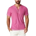 thumbnail image 1 of Mens Short Sleeve Waffle Henley Shirts Faux Button Muscle Fit Athletic Workout T-Shirts Casual Basic Tops for Summer Father's Day Gift for Vacation, 1 of 8