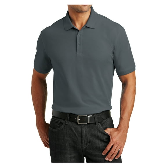 Mens Short Sleeves Tall Core Classic Cotton/Polyester Pique Polo for Everyday Wear Graphite 3XLT