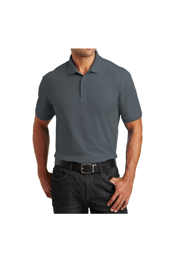 Mens Short Sleeves Tall Core Classic Cotton/Polyester Pique Polo for Everyday Wear Graphite XLT