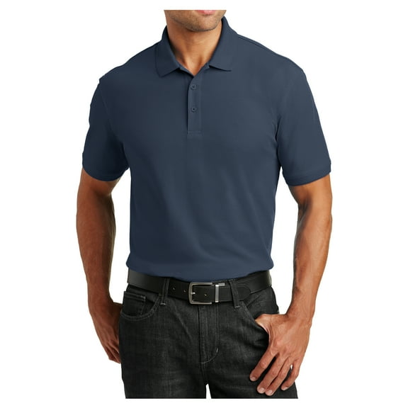 Mens Short Sleeves Tall Core Classic Cotton/Polyester Pique Polo for Everyday Wear River Blue Navy XLT