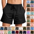 thumbnail image 1 of Mens Shorts Under $10 Cotton Linen Casual Shorts Color Solid Mens Shorts with Pockets Pull Rope Mens Shorts Elastic Waist Beach Shorts for Men Black ,S, 1 of 8