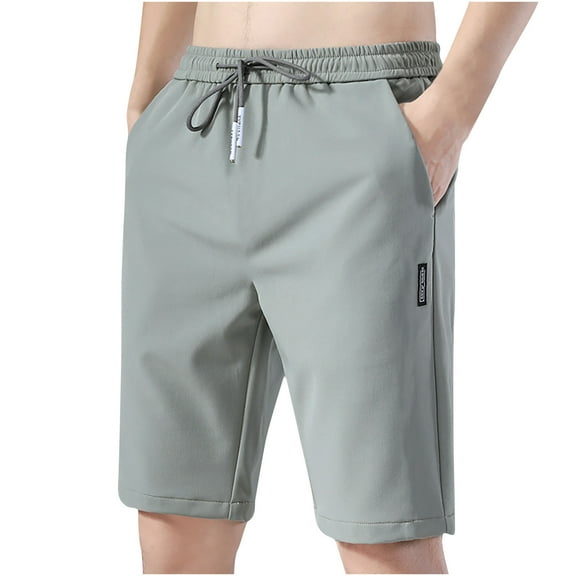 Mens Shorts 2024 Fashion Stretch Summer Elastic Waist Drawstring Half Pants Soild Color Classic Beach Shorts Casual Sports Shorts with Pockets