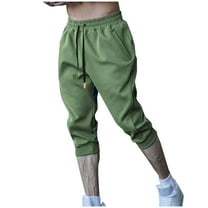 Mens Shorts 3/4 Jogger Solid Color Capris Pants Summer Three Quarter Length Trousers Casual Sports Gym Running Training Bottoms Elasticated Waist Below Knee Short Joggers Bottoms