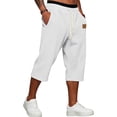 thumbnail image 1 of Mens Shorts 3/4 Length Golf Waffle Long Shorts Below The Knee Lightweight Sweat Capri Pants with Pockets White XL, 1 of 6