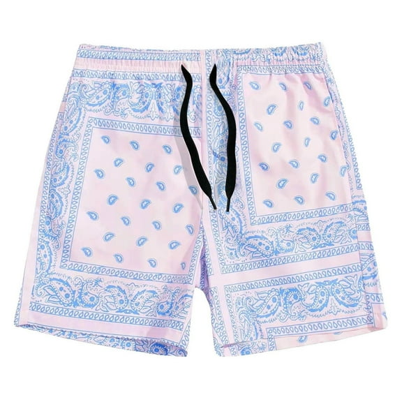 Mens Shorts Athletic 7 Inch Men's Boho Tribal Paisley Print Drawstring Waist Summer Beach Hawaiian Cool Graphic Shorts Men Mens Shorts Cargo Big and Tall