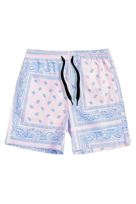 Mens Shorts Athletic 7 Inch Men's Boho Tribal Paisley Print Drawstring Waist Summer Beach Hawaiian Cool Graphic Shorts Men Mens Shorts Cargo Big and Tall