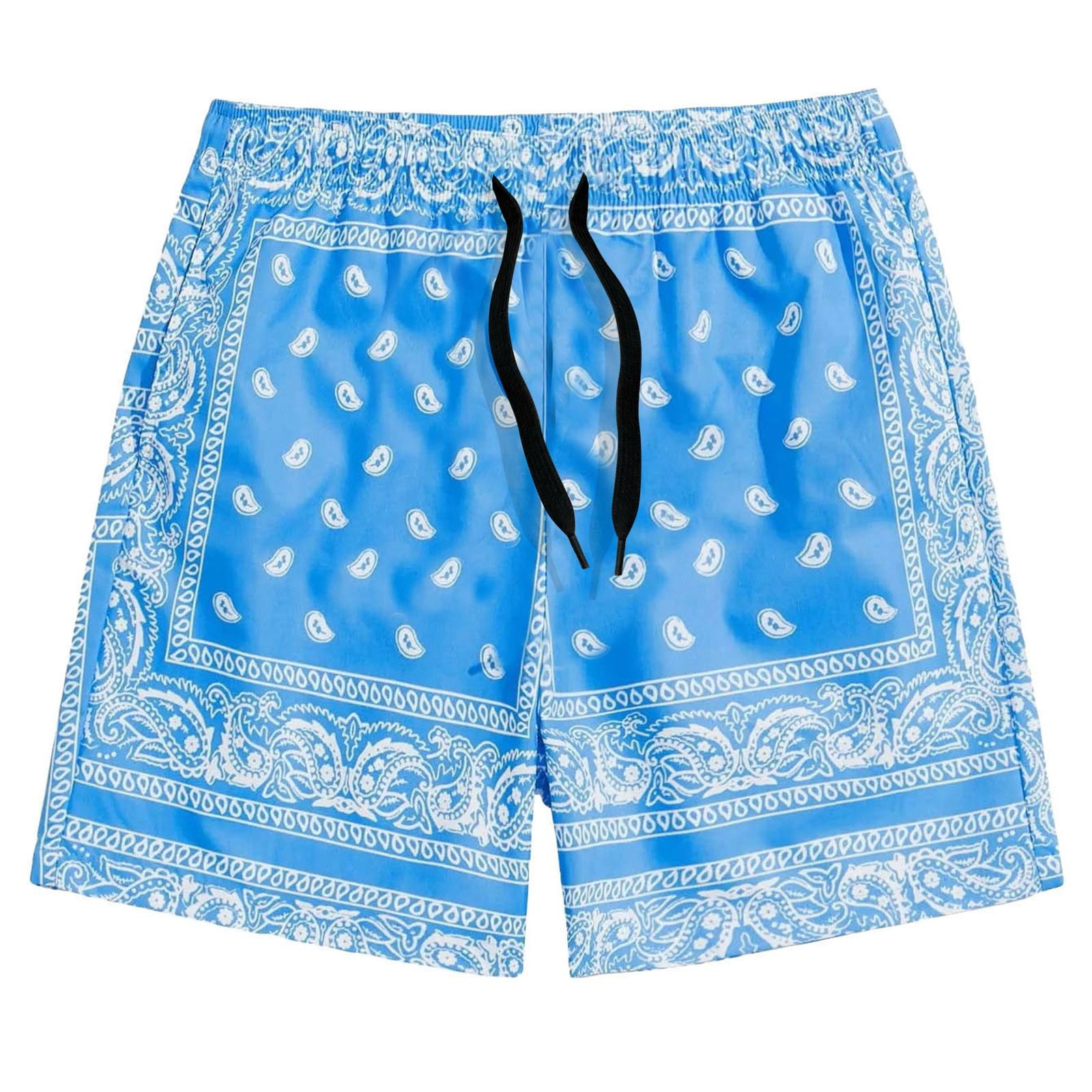 Mens Shorts Athletic 7 Inch Men's Paisley Print Drawstring Waist