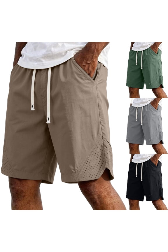Mens Shorts Athletic, Breathable Mens nylon Shorts Athletic with Pockets, Drawstring Elastic Waist Short for Running Gym Training,M