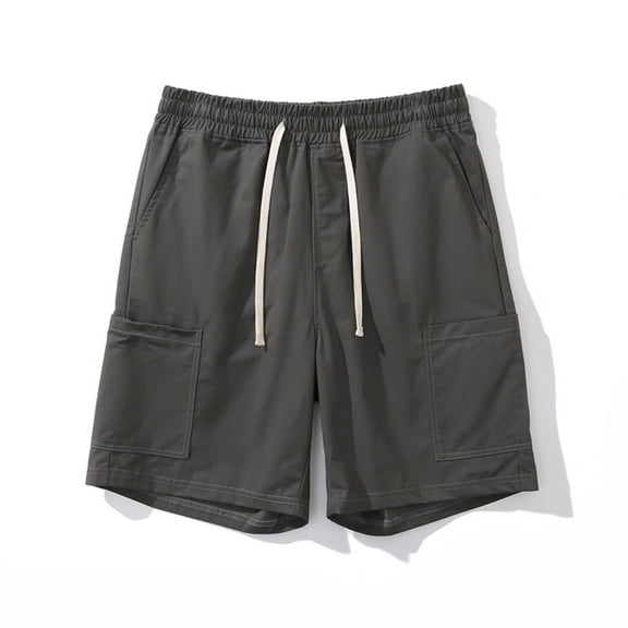 Mens Shorts Athletic Clearance, Mens Casual Fashion Solid Drawstring Elastic Waist Short Multiple Pockets Short Pants