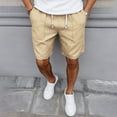 thumbnail image 1 of Mens Shorts Athletic Drawstring Summer Retro Shorts Solid Color Casual Pants Shorts Khaki XXXL, 1 of 5