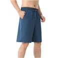 thumbnail image 1 of Mens Shorts Athletic Elastic Waist Drawstring Pocket Solid Color Casual Shorts Navy XXL, 1 of 6