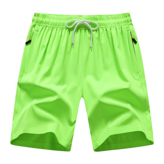 Mens Shorts Athletic Elastic Waist Drawstring Sports Solid Color Shorts Outdoor Casual Shorts Green XXL