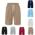 thumbnail image 1 of lcziwo Mens Shorts Athletic Waffle Knit Relaxed Fit Knee Length Drawstring Hiking Shorts with Pockets Camping Travel Golf Work Shorts Khaki XXL, 1 of 10