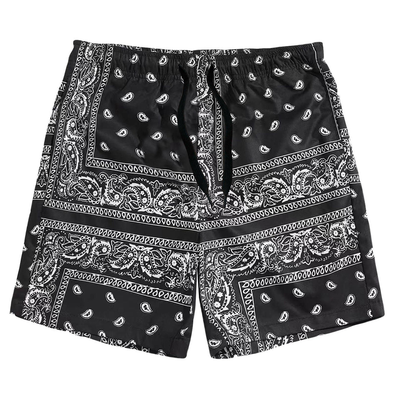 Mens Shorts Athletic 7 Inch Men's Paisley Print Drawstring Waist