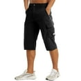 thumbnail image 1 of Mens Shorts Below The Knee Lightweight Walking Seven Point Belt Pocket Cargo Exercise Fishing Short Pants for Men Black, 1 of 7