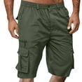 thumbnail image 1 of Mens Shorts Cargo, Elastic Waist Bermuda Shorts Summer Casual Loose Fit Multi Pockets Outdoor Jogger Short Cargos Army Green XXL, 1 of 5