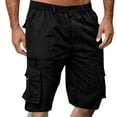 thumbnail image 1 of Mens Shorts Cargo, Elastic Waist Bermuda Shorts Summer Casual Loose Fit Multi Pockets Outdoor Jogger Short Cargos Black XXXXL, 1 of 5