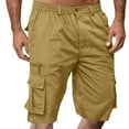thumbnail image 1 of Mens Shorts Cargo, Elastic Waist Bermuda Shorts Summer Casual Loose Fit Multi Pockets Outdoor Jogger Short Cargos Light Brown L, 1 of 5
