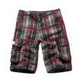 thumbnail image 1 of Mens Shorts Cargo Plaid Multi Pockets Knee Length Casual Loose Fitting Office Work Pants, 1 of 6