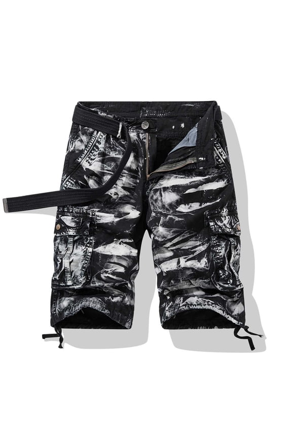 Mens Shorts Cargo Shorts for Men, Cargo Shorts for Men Stretch Waist Cotton Hiking Short Casual Solid Zipper Button Pockets Cropped Cargo Shorts #1