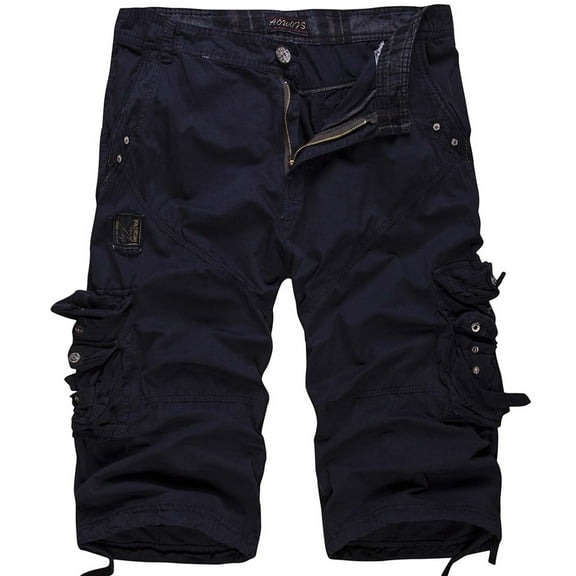 Mens Shorts Cargo Shorts Multi-Pockets Relaxed Summer Beach Shorts Pants Casual Shorts Men Navy XL