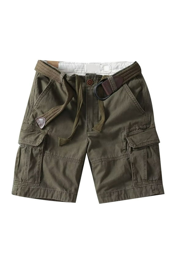 Mens Shorts Cargo Summer Loose Straight Leg Casual Retro Heavy Wash Pocket Quarter Short Trousers
