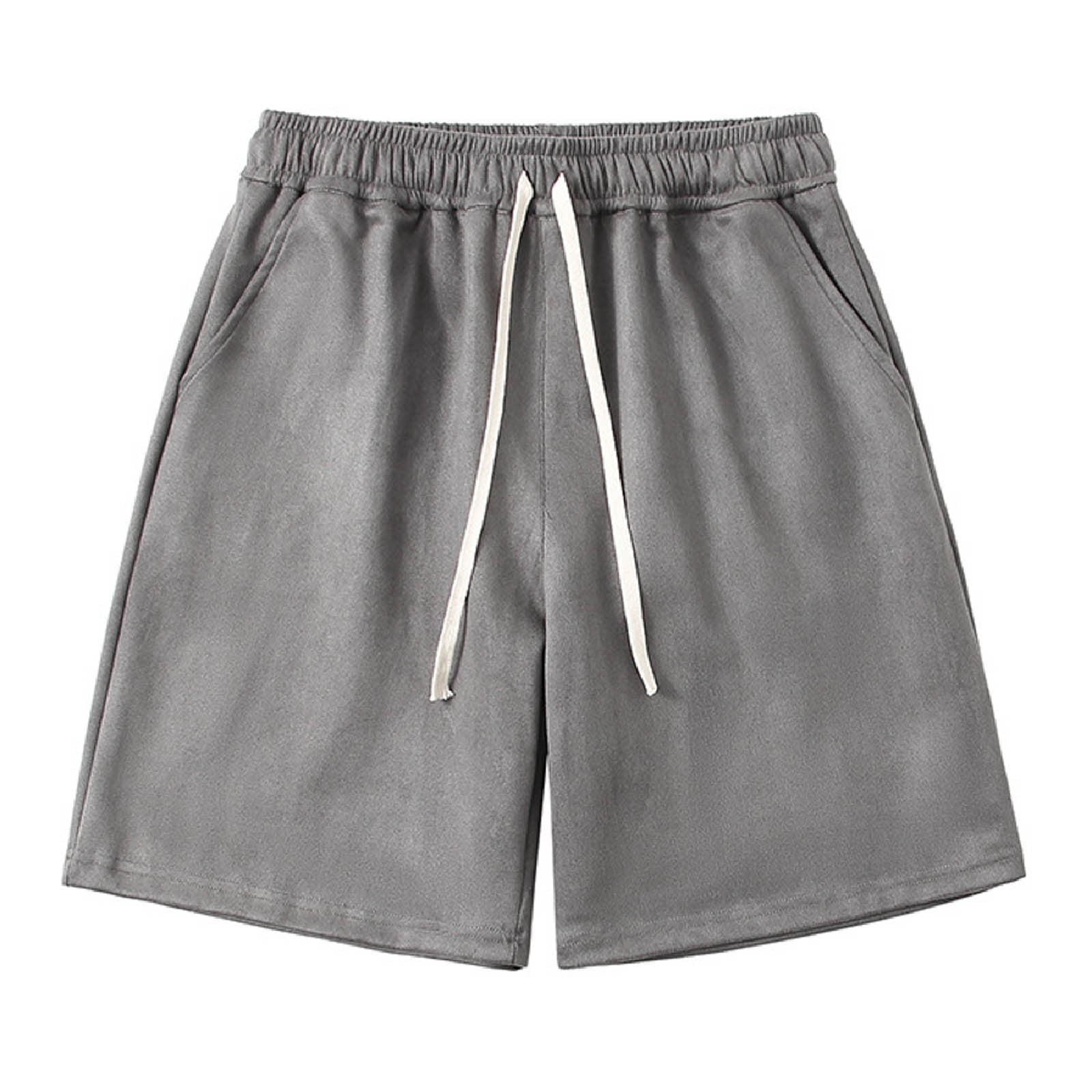 Mens Shorts Casual 7 Inch Inseam Elastic Waist Khaki Shorts Classic Fit Summer Walking Shorts Sports with Pockets Grey Walmart