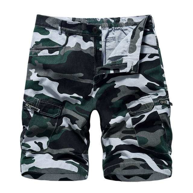 Mens Shorts Casual Camouflage Zipper Button Multiple Pockets Big and ...