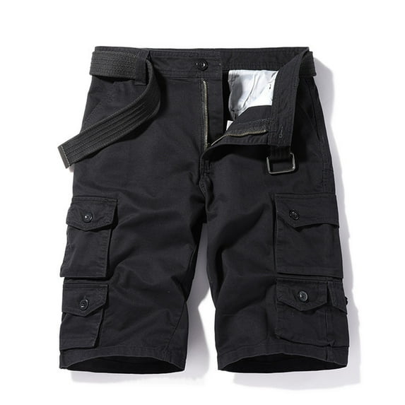 Mens Shorts Casual Color Outdoors Pocket Beach Work Trouser Cargo Shorts Pant Shorts for Men Black 2XL