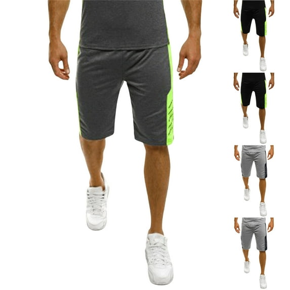 Mens Shorts Casual Men Athletic Shorts Men's Polyester Sports And Leisure Patchwork Color Shorts Outdoor Multifunctional Running Shorts Black L
