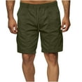 thumbnail image 1 of Mens Shorts Casual Solid Color Casual Drawstring Pockets Elastic Sports Shorts Cargo Shorts for Men Army Green M, 1 of 5