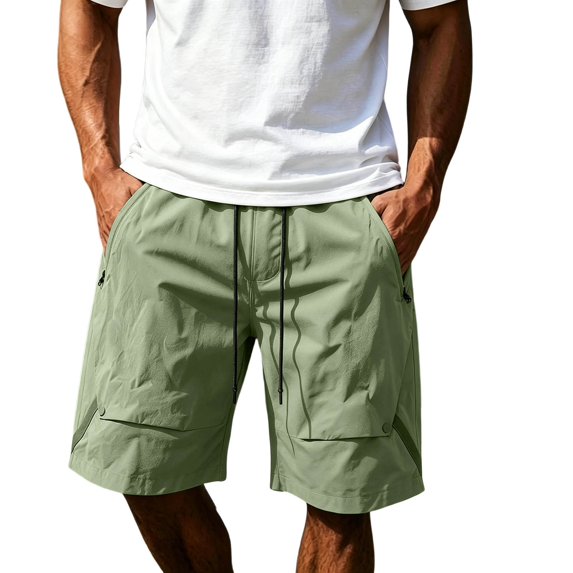 Mens Shorts Casual Solid Color Drawstring Casual Elastic Waist Running Shorts Men With Pockets