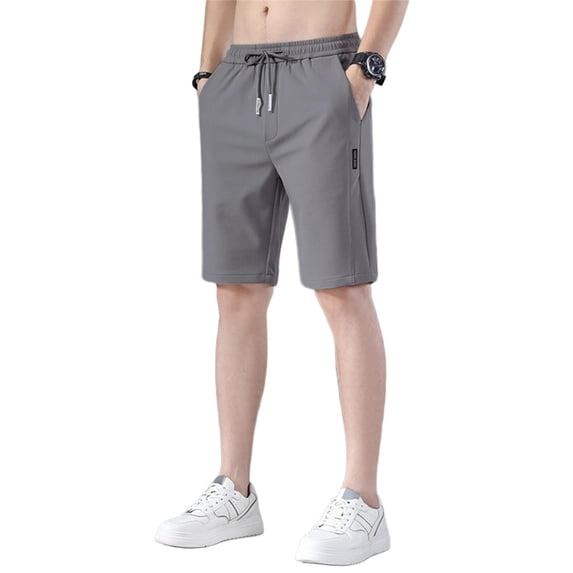 Mens Shorts Casual Solid Color Drawstring Loose Sports Summer Swimming Shorts With Pockets