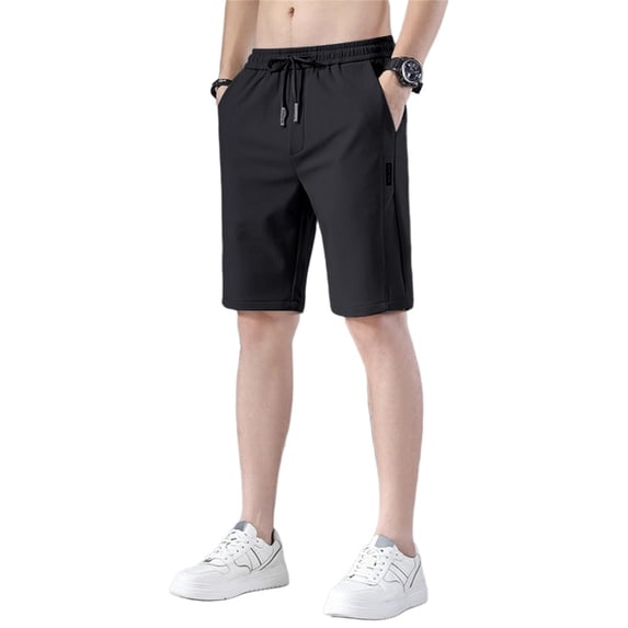 Mens Shorts Casual Solid Color Drawstring Loose Sports Summer Swimming Shorts With Pockets