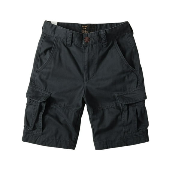 Mens Shorts Casual Solid Retro Relaxed Fit Elastic Waist Soft Cargo Shorts With Pockets Summer Outdoor Hiking Short Pants For Men Black 32