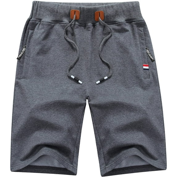 Mens Shorts Casual Summer Gym Shorts Mens Cotton Shorts with 2 Pockets Drawstring Sport Shorts Stretch Fabric