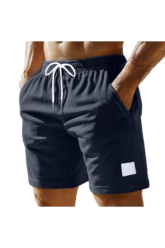 Mens Shorts – Casual Tech Shorts with Drawstring European And Casual Elastic Waist Drawstring Lightweight Men Trendy And Comfortable Loose Summer Beach Shorts