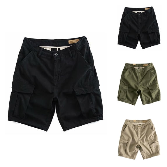 Mens Shorts Casual Vintage Wash, Loose Fit 5 Inch Inseam Cotton Shorts for Men, Summer Drawstring Shorts with Zipper Pockets, Retro Lounge Shorts for Travel or Daily Use M-4XL, Black