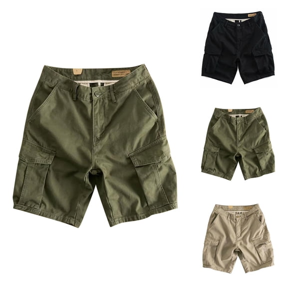 Mens Shorts Casual Vintage Wash, Loose Fit 5 Inch Inseam Cotton Shorts for Men, Summer Drawstring Shorts with Zipper Pockets, Retro Lounge Shorts for Travel or Daily Use M-4XL, Black